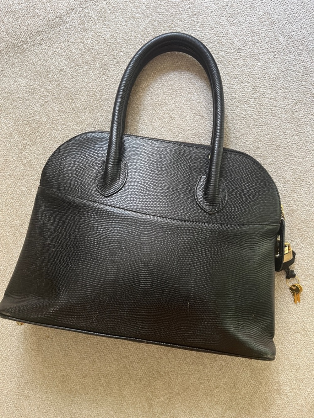 Vintage Neiman Marcus Classic Black Structured Dome Purse Handbag Flawed*** - Picture 8 of 16